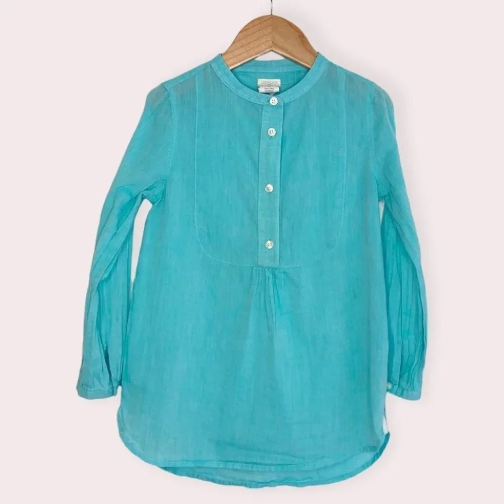 Crewcuts blouse long sleeve tunic aqua‎ blue size 4-5 years